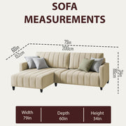 Netlie 4 Seater LHS L Shape Sofa Set for Living Room (Cream Fabric) Premium Fabric Sofa Set for Living Room
