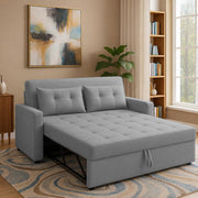 Casaliving Treshta 2 Seater Pull-Out Premium Fabric Sofa Cum Bed Sofa Set with Center Table for Living Room (Black Fabric Color) Premium Fabric Sofa Set for Living Room Sofa Cum Bed