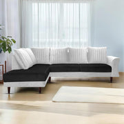 Casaliving Bradley LHS 4 Seater L Shape Sofa Set for Living Room (Black Grey Fabric) Premium Fabric Sofa