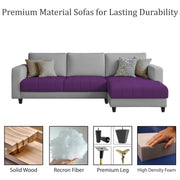 Oslo 4 Seater RHS L Shape Sofa Set for Living Room (Purple Grey Fabric) Premium Fabric Sofa Set for Living Room