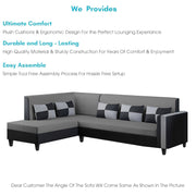 Nordy LHS 6 Seater L Shape Sofa Set for Living Room (Dark Grey Black Colour) Premium Fabric Sofa Set