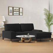 Latieo RHS 2 Seater Lounger L Shape Sofa Set for Living Room (Black) Premium Fabric Sofa