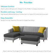 Neyami LHS 4 Seater with Ottoman L Shape Sofa Set for Living Room (Black Grey) Premium Fabric Sofa Set