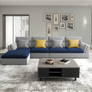 Delton LHS 6 Seater L Shape Sofa Set for Living Room (Blue Grey) Premium Fabric