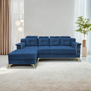 Casaliving Snowy LHS 6 Seater L Shape Sofa Set for Living Room (Blue Colour) Premium Fabric Sofa