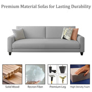 Casaliving Amara 3 Seater Sofa Set for Living Room (Black Pine Colour Fabric) Premium Fabric Sofa