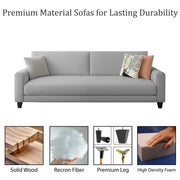 Kaven 3 Seater Sofa Set for Living Room (Yellow Grey Colour Fabric) Premium Fabric Sofa