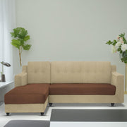 Fracher LHS 4 Seater L Shape Sofa Set for Living Room (Cream Brown Fabric) Premium Fabric Sofa