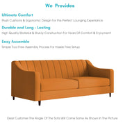 Mobius 3 Seater Sofa Set for Living Room (Orange Colour Sofa) Premium Fabric Sofa for Living Room