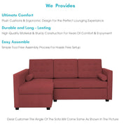 Megan LHS 4 Seater L Shaped Sofa Cum Bed for Living Room (Maroon Fabric) Premium Fabric Sofa