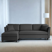 Casaliving Marvin LHS 4 Seater L Shape Sofa Set for Living Room (Black Fabric) Premium Fabric Sofa