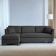 Casaliving Marvin LHS 4 Seater L Shape Sofa Set for Living Room (Black Fabric) Premium Fabric Sofa