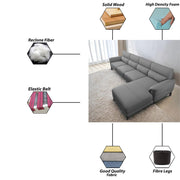 Janifer RHS 6 Seater L Shape Sofa Set for Living Room (Dark Grey Colour) Premium Fabric Sofa Set