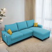 Casaliving Porto RHS 4 Seater L Shape Sofa Set for Living Room (Black Fabric) Premium Velvet Fabric Sofa Set - Black