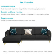 Falco LHS 4 Seater L Shape Sofa Set for Living Room (Black Fabric) Premium Fabric Sofa