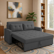 Casaliving Treshta 2 Seater Pull-Out Premium Fabric Sofa Cum Bed Sofa Set with Center Table for Living Room (Black Fabric Color) Premium Fabric Sofa Set for Living Room Sofa Cum Bed