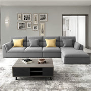 Delton RHS 6 Seater L Shape Sofa Set for Living Room (Grey) Premium Fabric