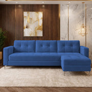 Casaliving Flexora Modern Velvet Fabric Upholstered 3 Seater Sofa Set with Ottoman for Living Room, Premium Velvet Fabric Sofa (Black Colour)