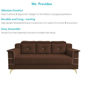 Julio 3 Seater Sofa Set for Living Room (Brown Colour Fabric) Premium Fabric Sofa