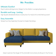 Oslo 4 Seater LHS L Shape Sofa Set for Living Room (Blue Yellow Fabric) Premium Fabric Sofa Set for Living Room