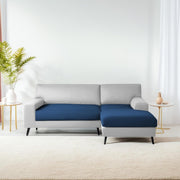 Casaliving Amelia RHS 6 Seater L Shape Sofa Set for Living Room (Black Fabric) Premium Fabric Sofa