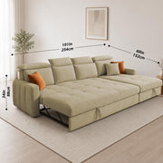 Casaliving Gagnon LHS 4 Seater L Shape Corner Sofa Cum Bed for Living Room with Storage (Black Fabric) Premium Fabric Sofa Cum Bed