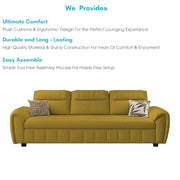 Alicia 3 Seater Sofa Cum Bed for Living Room (Yellow Fabric) Premium Fabric Sofa