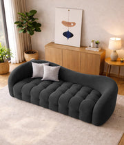 Ariana Modern Premium Boucle Fabric Sofa, Upholstered 3 Seater Sofa Set for Living Room, (Black Colour) Premium Boucle Fabric Sofa