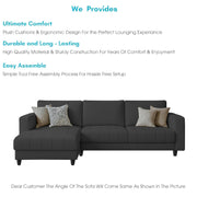 Oslo 4 Seater LHS L Shape Sofa Set for Living Room (Black Fabric) Premium Fabric Sofa Set for Living Room