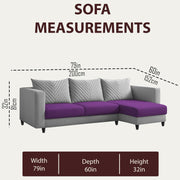 Mikasa 4 Seater RHS L Shape Sofa Set for Living Room (Purple Grey Fabric) Premium Fabric Sofa Set for Living Room