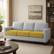 Casaliving Gladino Modern Velvet Fabric Sofa, Tufted Design Upholstered 3 Seater Sofa Set for Living Room, Premium Velvet Fabric Sofa (Black)