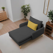 Vive 1 Seater Lounge Sofa for Living Room (Black Colour) Premium Fabric Sofa