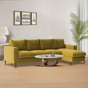 Charmi RHS 6 Seater L Shape Sofa Set for Living Room (Yellow Fabric) Premium Fabric Sofa