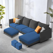 Casaliving Stanly LHS 6 Seater L Shape Sofa Set for Living Room (Black Fabric)