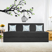 Mapron 1 Seater Sofa Cum Bed with 1 Cushions for Living Room (Black Fabric) Premium Fabric Sofa 2.5x6 Feet