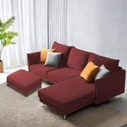 Casaliving Stanly LHS 4 Seater L Shape Sofa with Center Table for Living Room (Blue Fabric)