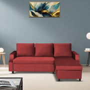 Asper RHS 4 Seater L Shape Sofa Set for Living Room (Maroon Fabric) Premium Fabric Sofa