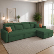 Casaliving Gagnon LHS 4 Seater L Shape Corner Sofa Cum Bed for Living Room with Storage (Black Fabric) Premium Fabric Sofa Cum Bed