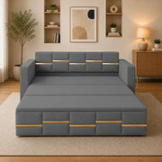 Casaliving Mordo 3 Seater Sofa Cum Bed for Living Room (Black Fabric) Premium Fabric Sofa Set