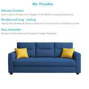 Evona 3 Seater Sofa Set for Living Room (Blue Colour Fabric) Premium Fabric Sofa