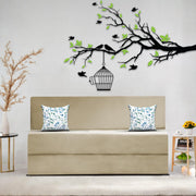 Mapron 1 Seater Sofa Cum Bed with 1 Cushions for Living Room (Black Fabric) Premium Fabric Sofa 2.5x6 Feet