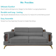 Falconar 3 Seater Sofa Set for Living Room (Dark Grey Fabric) Premium Fabric Sofa