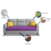 Evona 3 Seater Sofa Set for Living Room (Purple Grey Colour Fabric) Premium Fabric Sofa