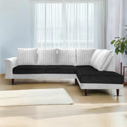 Casaliving Bradley LHS 4 Seater L Shape Sofa Set for Living Room (Black Grey Fabric) Premium Fabric Sofa