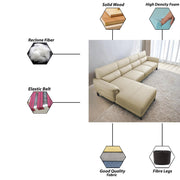 Janifer LHS 6 Seater L Shape Sofa Set for Living Room (Cream Colour) Premium Fabric Sofa Set