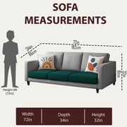 Casaliving Mikasa 3 Seater Sofa Set for Living Room (Black Colour Fabric) Premium Fabric Sofa