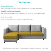 Mikasa 4 Seater LHS L Shape Sofa Set for Living Room (Yellow Grey Fabric) Premium Fabric Sofa Set for Living Room