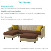 Neyami LHS 4 Seater with Ottoman L Shape Sofa Set for Living Room (Cream Brown) Premium Fabric Sofa Set