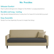 Premium Valkyrie 3 Seater Sofa Set 3 Seater Modern Sofa Set for Living Room (Cream Black Color Fabric)