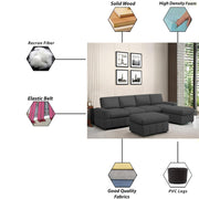 Rone 6 Seater L-Shaped & U-Shaped Sofas Set for Living Room – (Black Colour Fabric) Premium Comfort Sofa